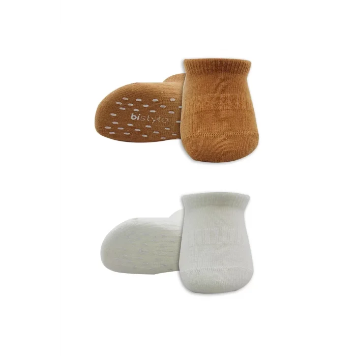 Luz&Pos 2li Sneakers Kaymaz Colours Penye Çorap Bs20104 Ekru Hardal