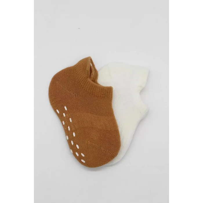 Luz&Pos 2li Sneakers Kaymaz Colours Penye Çorap Bs20104 Ekru Hardal