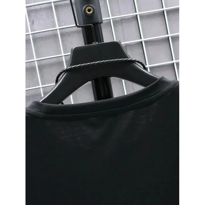 Luz&Pos 20/1 Penye Compack Futre Baskılı Oversize Kısa Kol Bisiklet Yaka T-shirt - Siyah