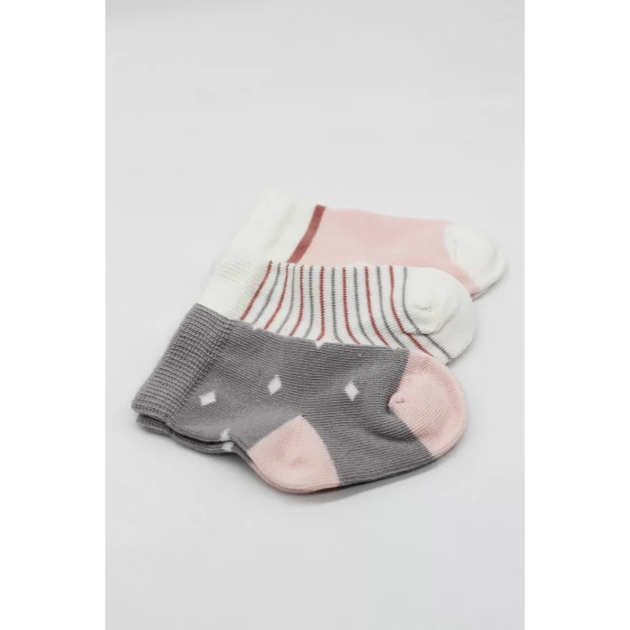 Luz&Pos 3lü Penye Kız Soket Çorap Bs10112 Gri