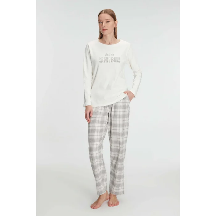 Luz&Pos Anıl Uzun Kol Pamuklu Kışlık Pijama Takımı