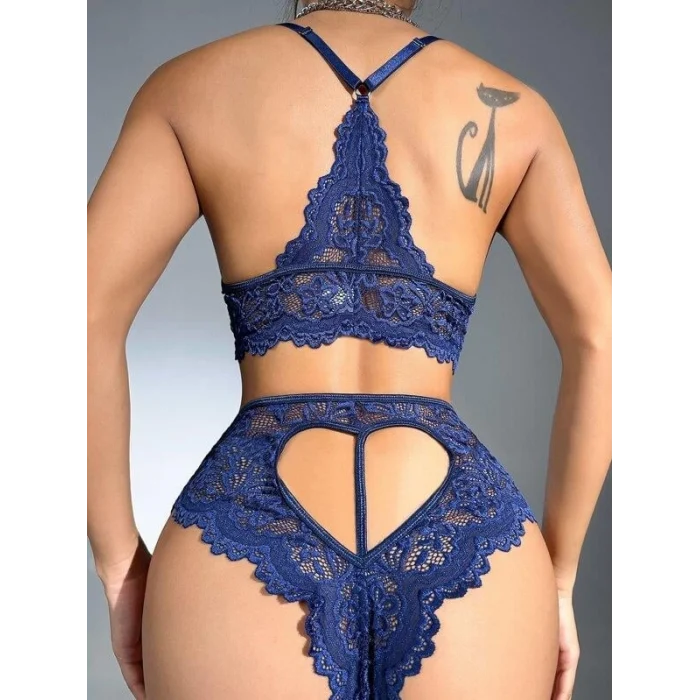 Luz&Pos Arias Closet Lacivert Dantelli Fantezi Bralet Sütyen Takımı