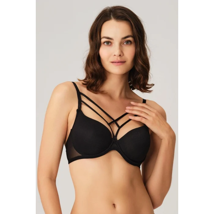 Luz&Pos Arias Closet Balenli Desteksiz Dolgusuz Askıları Çıkabilen Yaka Detaylı T-shirt Sütyeni