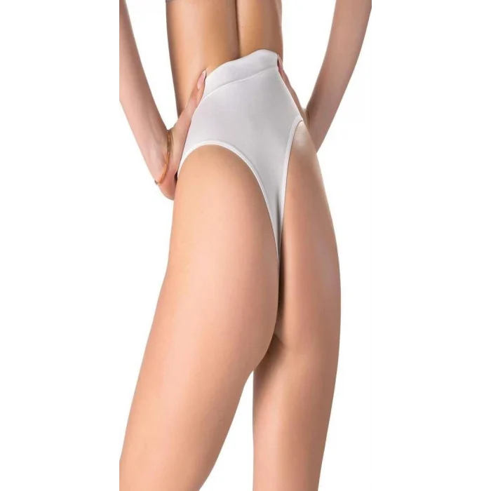 Luz&Pos Arias Closet Beyaz V Metal Aksesuarlı Yüksek Bel String Tanga