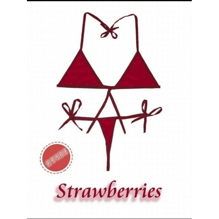Luz&Pos Arias Closet Fantezi Tüketilebilen Yenilebilir Çilek Aromalı İç Çamaşırı Takımı