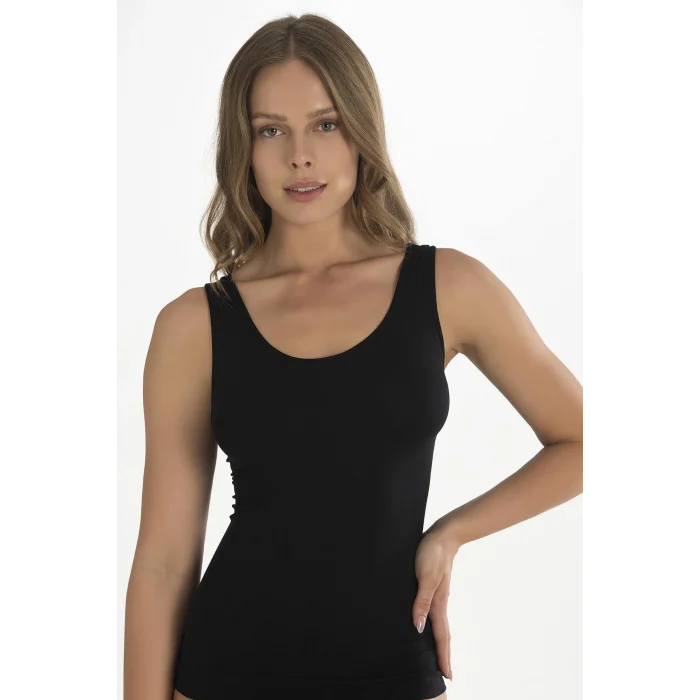 Luz&Pos Arias Closet Geniş Askılı Siyah Ribana Atlet