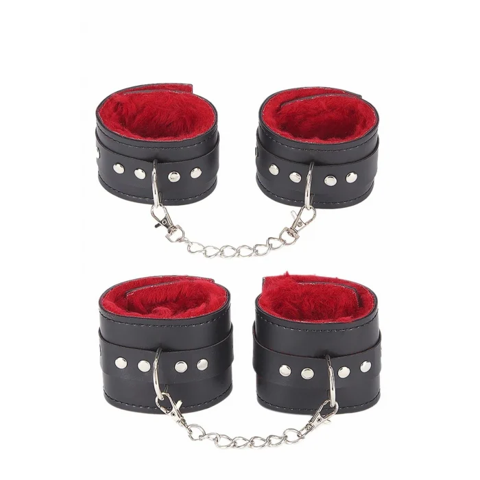 Luz&Pos Arias Closet İçi Kırmızı Tüylü Kol Bacak Kelepce Set