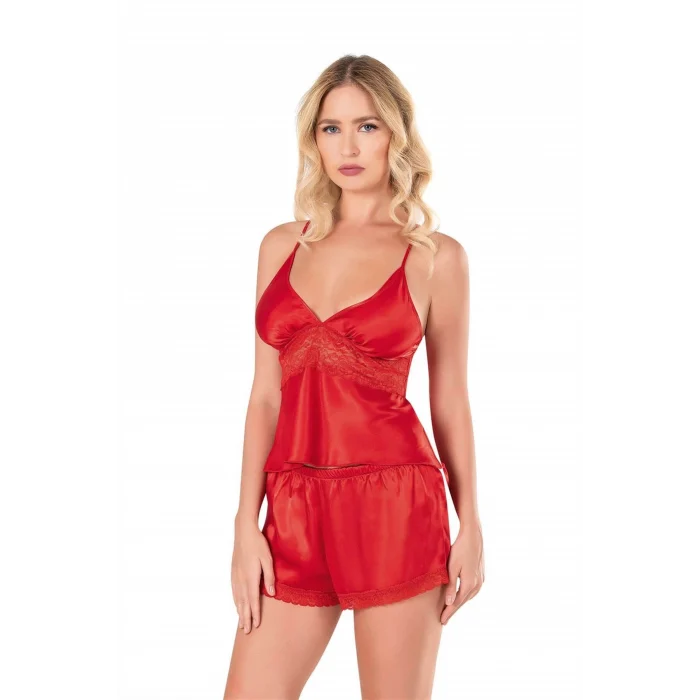 Luz&Pos Arias Closet Kırmızı Saten Babydoll Şort Takımı