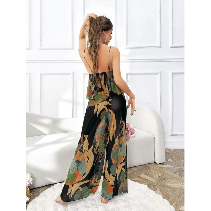 Luz&Pos Arias Closet Özel Tasarım Çiçek Desenli Salaş Kesim 2li Takım