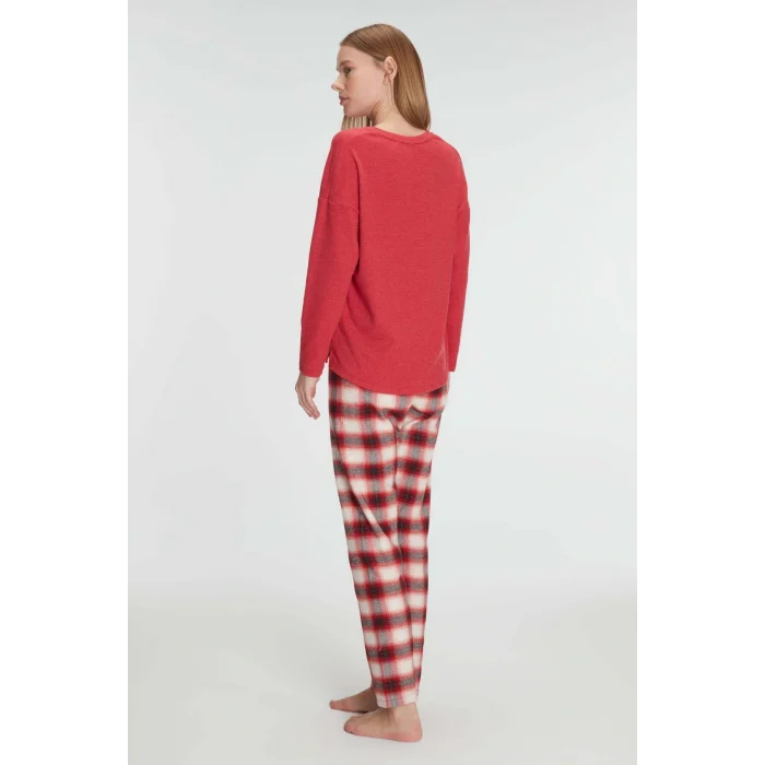 Luz&Pos Arias Closet Pamuklu Kışlık Kare Desenli Uzun Kol Pijama Takımı