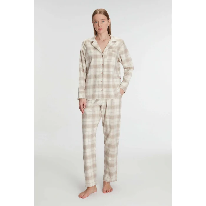 Luz&Pos Arias Closet Pamuklu Uzun Kol Gömlek Pantolon Pijama Takımı