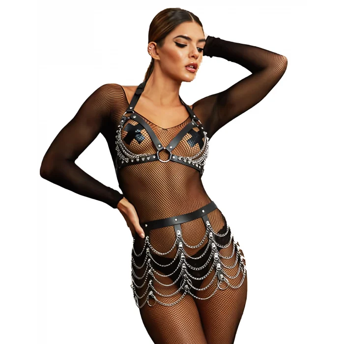 Luz&Pos Arias Closet Zincir Detaylı Fantezi Harness Aksesuar