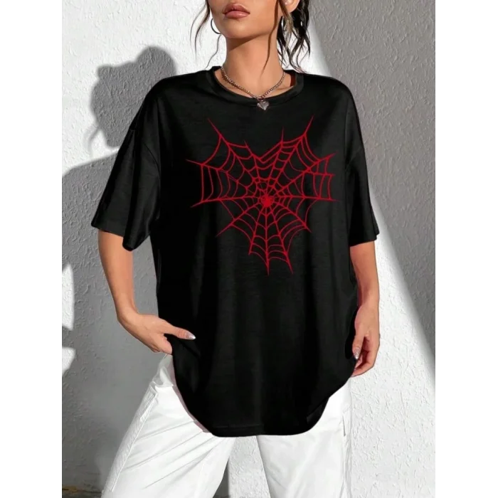 Luz&Pos Baskılı Kadın T-shirt - Siyah