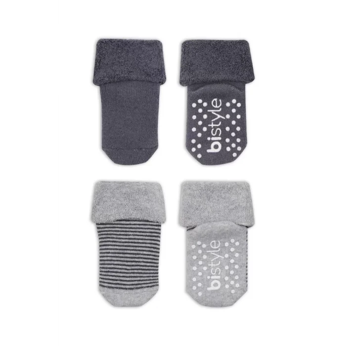 Luz&Pos Çemberli Kaymaz Havlu Soket Çorap 2li  Gri-antrasit