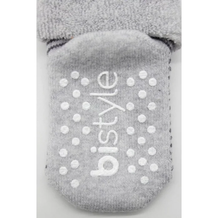 Luz&Pos Çemberli Kaymaz Havlu Soket Çorap 2li  Gri-antrasit