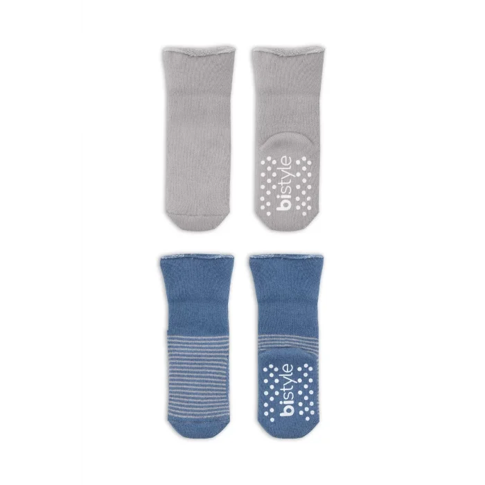 Luz&Pos Çemberli Kaymaz Havlu Soket Çorap 2li  İndigo Gri