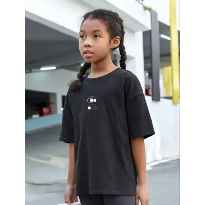 Luz&Pos Çocuk Unisex Baskılı T-shirt - Siyah