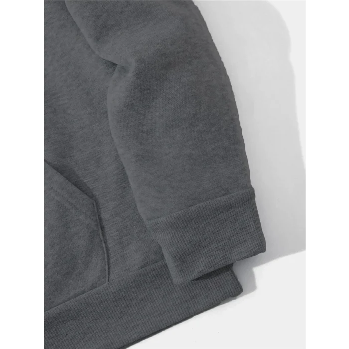 Luz&Pos Erkek Düz Kapüşonlu Sweat - Füme