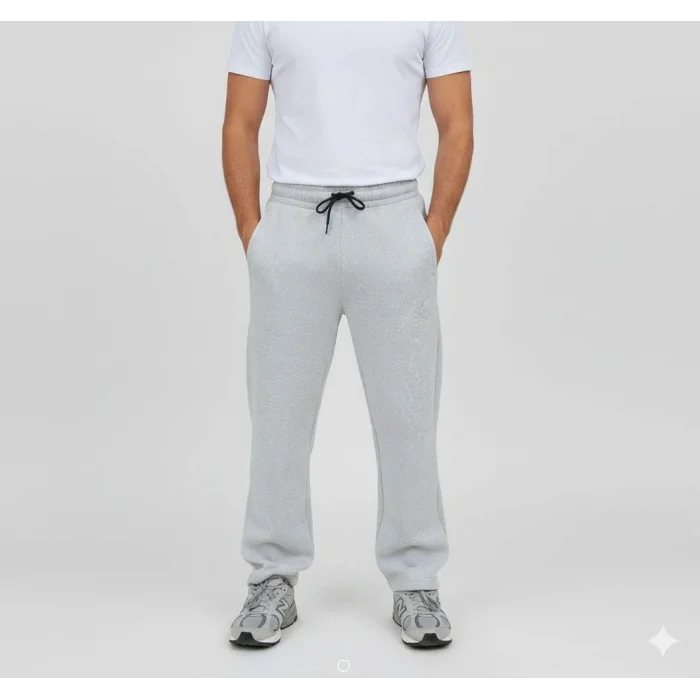 Luz&Pos Erkek Üç İplik Kışlık Pamuklu Ovarsize Bağcıklı Düz Paça Cepli Eşofman Altı Spor Rahat Model - Gri