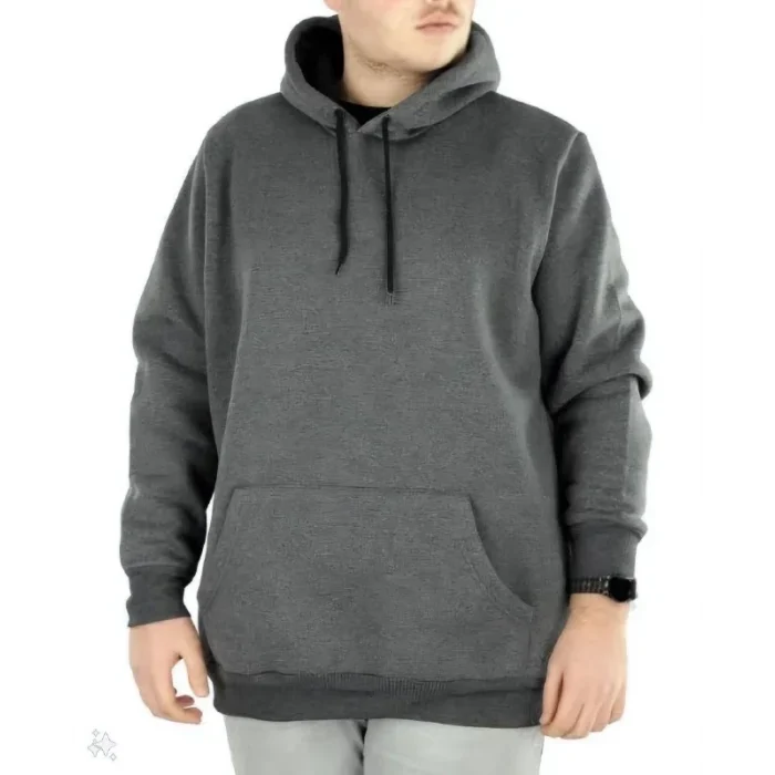 Luz&Pos Erkek Uzun Kol Kapşonlu Basic Sweatshirt Hoodie - Füme