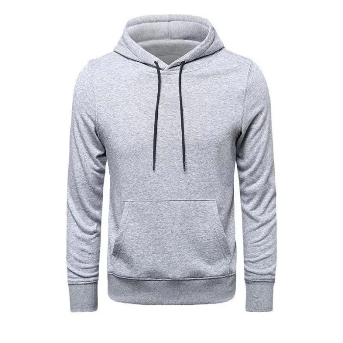 Luz&Pos Erkek Uzun Kol Kapşonlu Basic Sweatshirt Hoodie - Gri