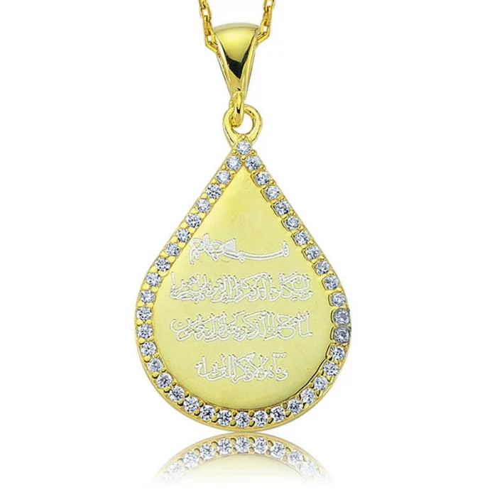 Luz&Pos Gümüş Damla Nazar Duası Bayan Kolye