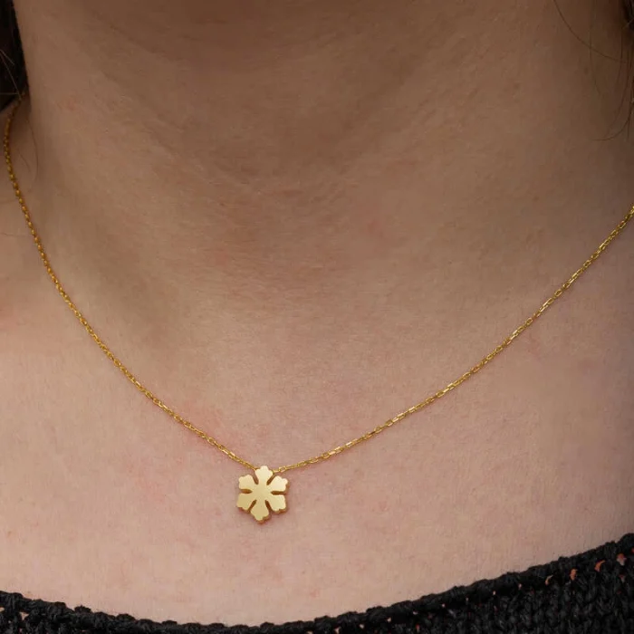 Luz&Pos Gümüş Gold Minimal Kar Tanesi Kadın Kolye