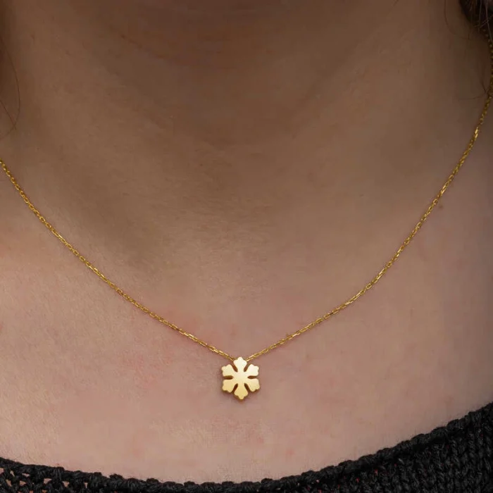 Luz&Pos Gümüş Gold Minimal Kar Tanesi Kadın Kolye