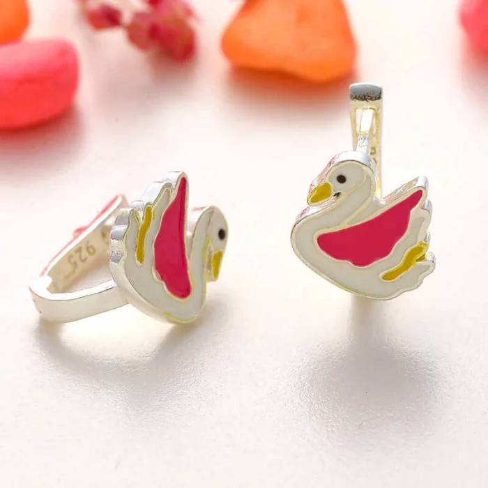 Luz&Pos Gümüş Kuğu Çocuk Küpesi