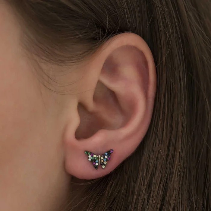 Luz&Pos ​gümüş Mix Kelebek Küpe