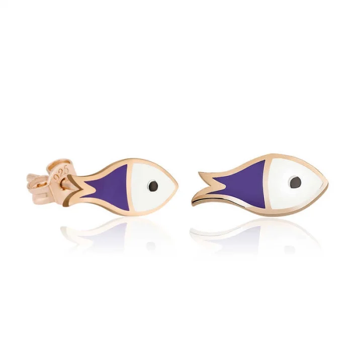 Luz&Pos Gümüş Mor Balık Küpe