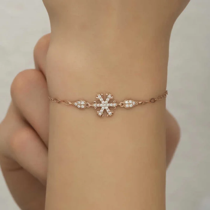 Luz&Pos Gümüş Rose Kar Tanesi Kadın Bileklik