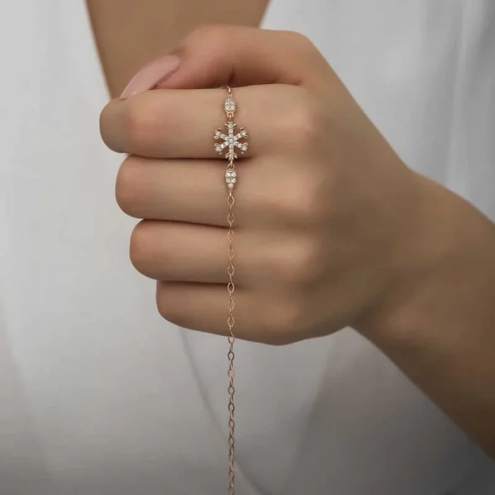 Luz&Pos Gümüş Rose Kar Tanesi Kadın Bileklik