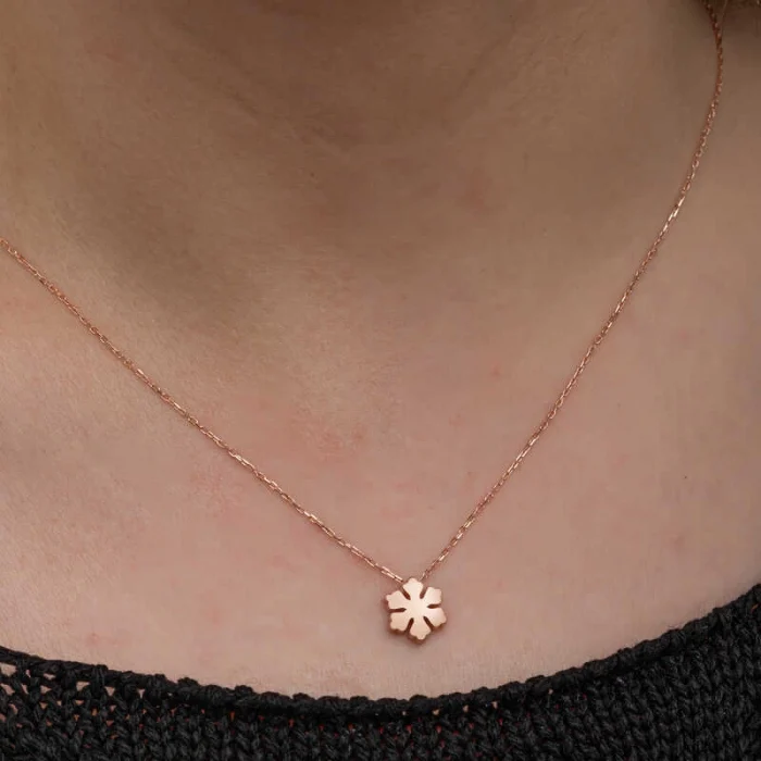 Luz&Pos Gümüş Rose Minimal Kar Tanesi Kadın Kolye