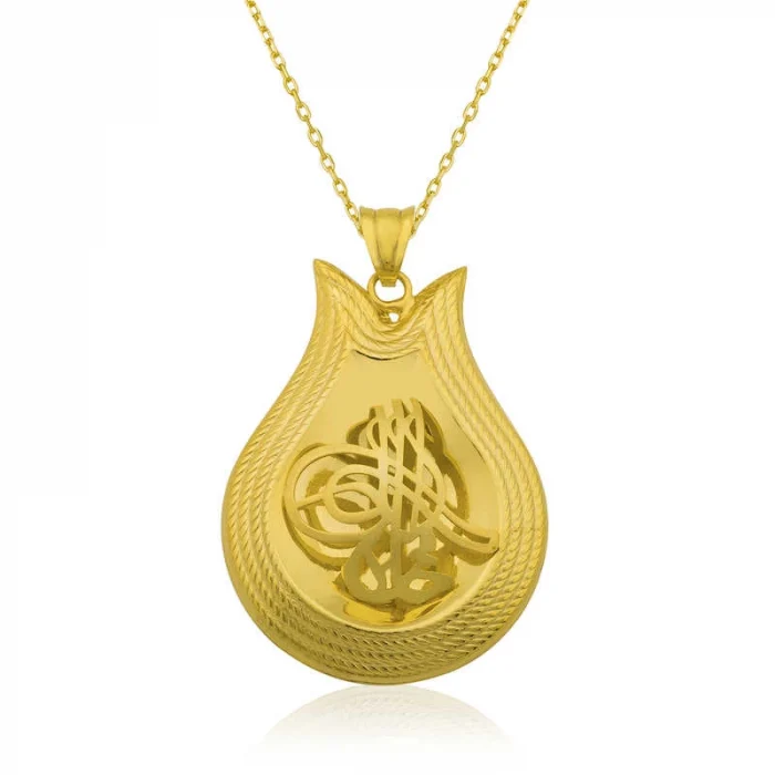 Luz&Pos Gümüş Sarı Tuğra Bayan Kolye