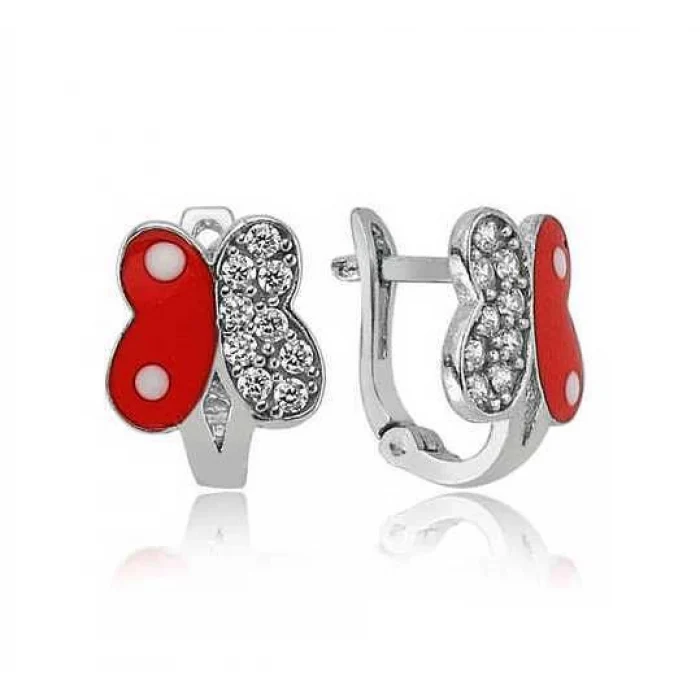 Luz&Pos Gümüş Taşlı Kırmızı Kelebek Küpe