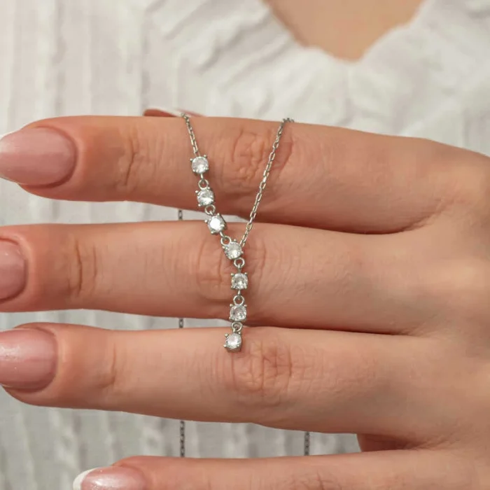 Luz&Pos Gümüş Zirkon Sıra Taşlı Kadın Kolye