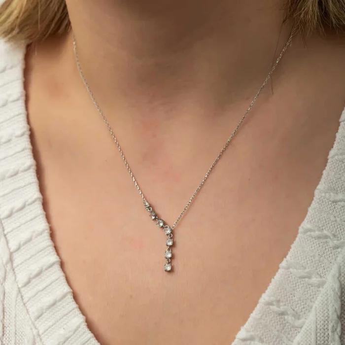 Luz&Pos Gümüş Zirkon Sıra Taşlı Kadın Kolye