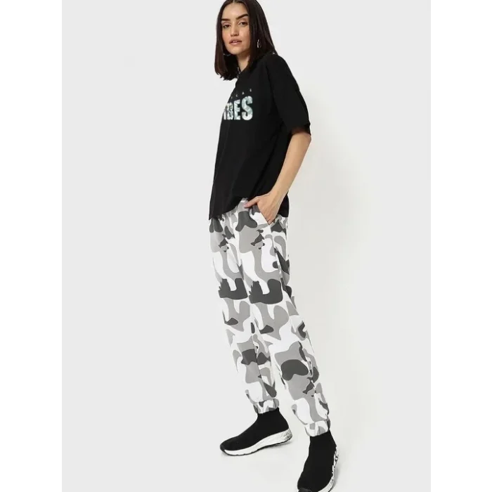 Luz&Pos Kadın Baskılı Oversize T-shirt - Siyah