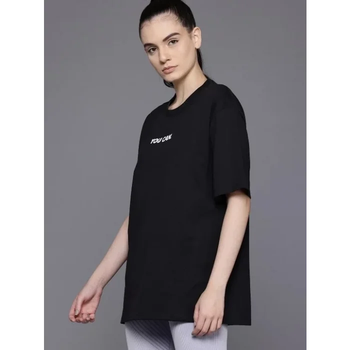 Luz&Pos Kadın Baskılı Oversize T-shirt - Siyah