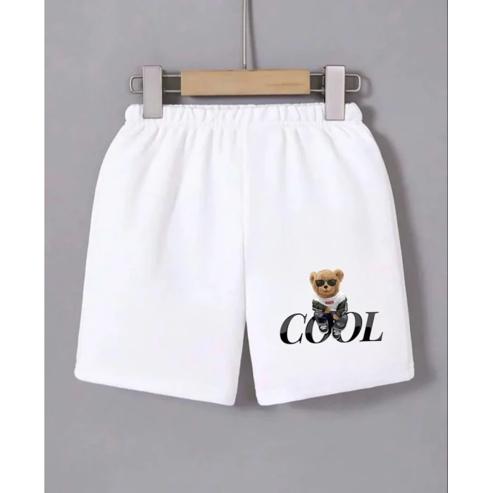 Luz&Pos Kadın Beli Lastikli Baskılı Mini Şort - Beyaz