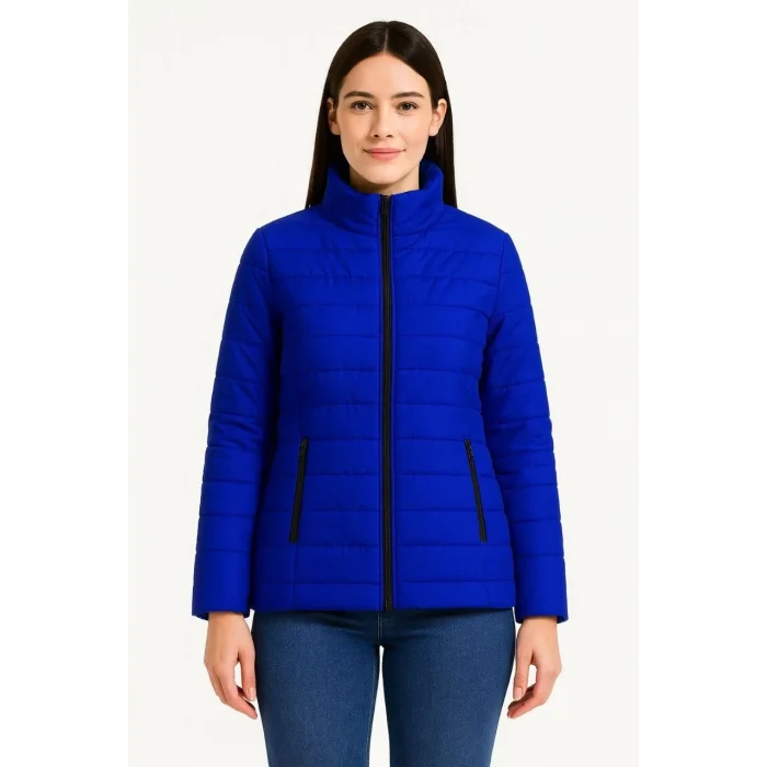 Luz&Pos Kadın Bomber Mont Ceket – Su İtici Kumaş, Kapitone Astarlı, Fermuarlı, Kışlık - Saks Mavisi
