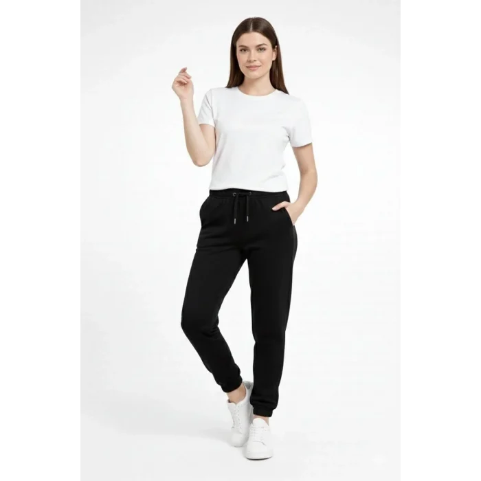 Luz&Pos Kadın Jogger Eşofman Altı Rahat Kalıp, Cepli, Lastikli Paça, Günlük Spor Pantolon - Siyah