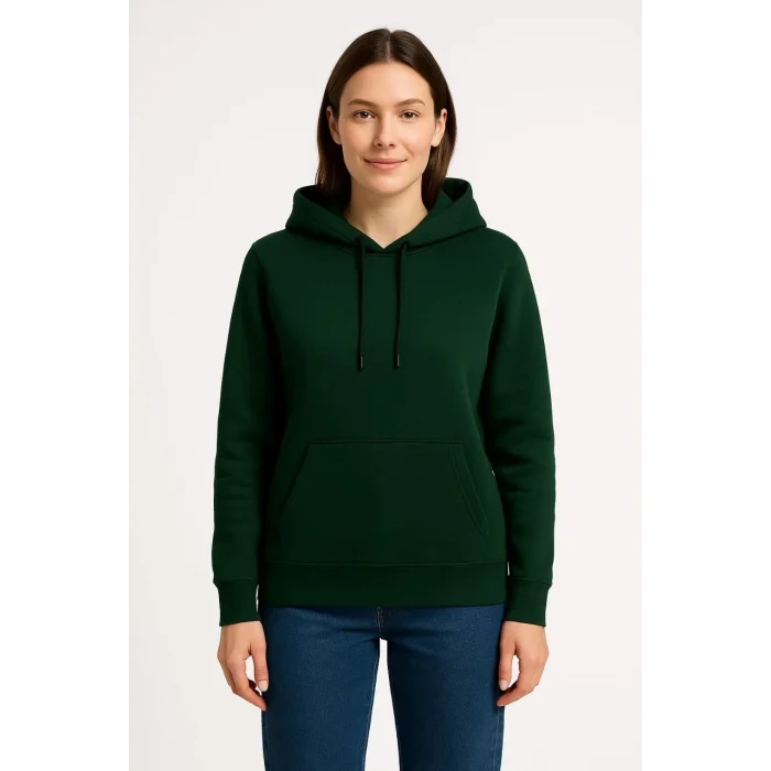 Luz&Pos Kadın Üç İplik Kapüşonlu Kanguru Cepli Sweatshirt Hoodie - Haki