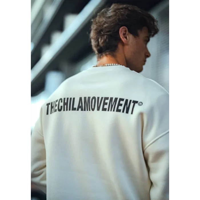 Luz&Pos Kışlık Bisiklet Yaka Oversize Baskılı Sweatshirt - Beyaz