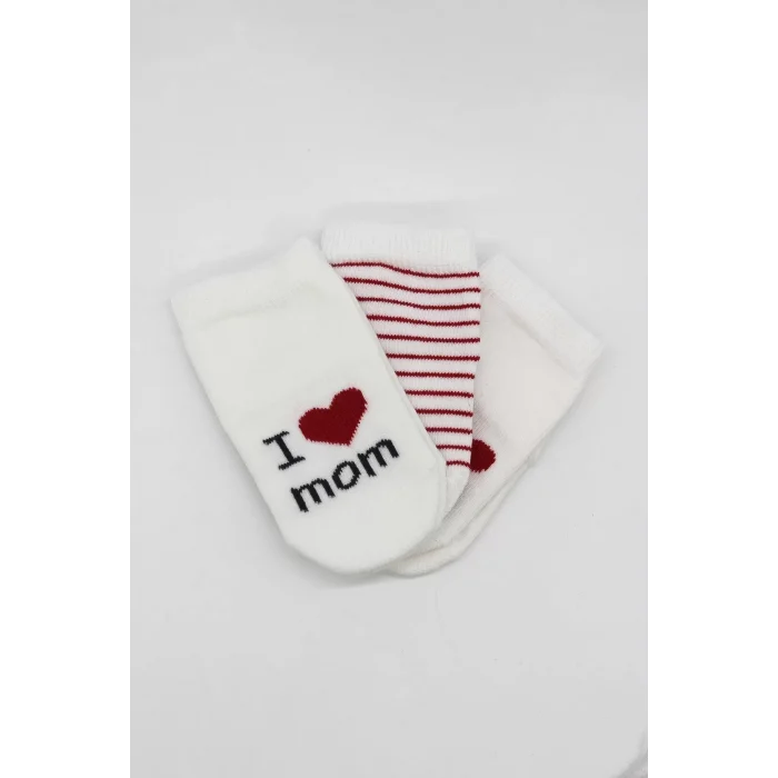 Luz&Pos Mom Dad 3lü Penye Soket Çorap 10123 Ekru