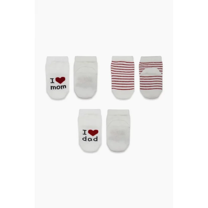 Luz&Pos Mom Dad 3lü Penye Soket Çorap 10123 Ekru