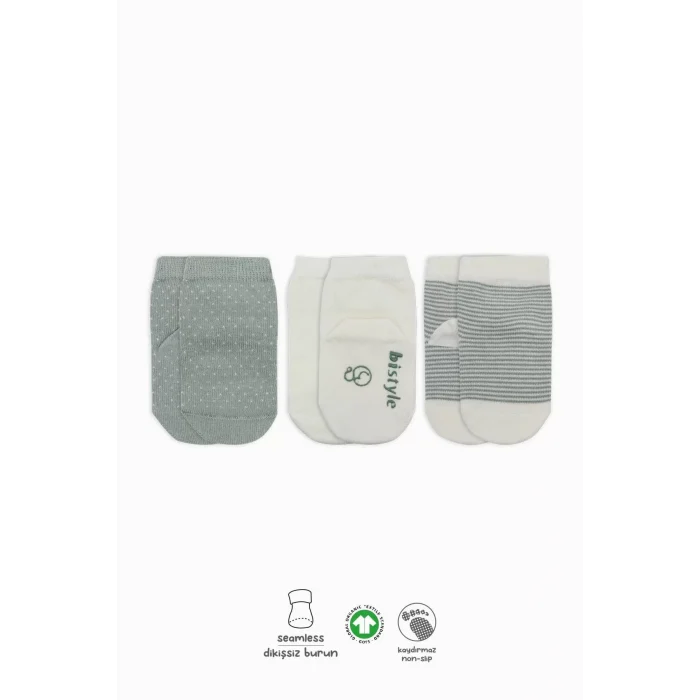 Luz&Pos Puanlı Kaymaz Penye Soket Çorap 3lü Bs10108 Nil