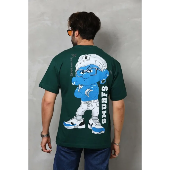 Luz&Pos Unisex Basic Bisiklet Yaka Oversize T-shirt - Yeşil