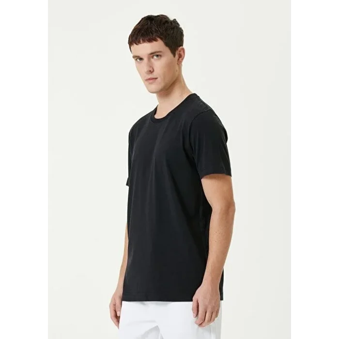 Luz&Pos Unisex Basic Bisiklet Yaka Regular T-shirt - Siyah